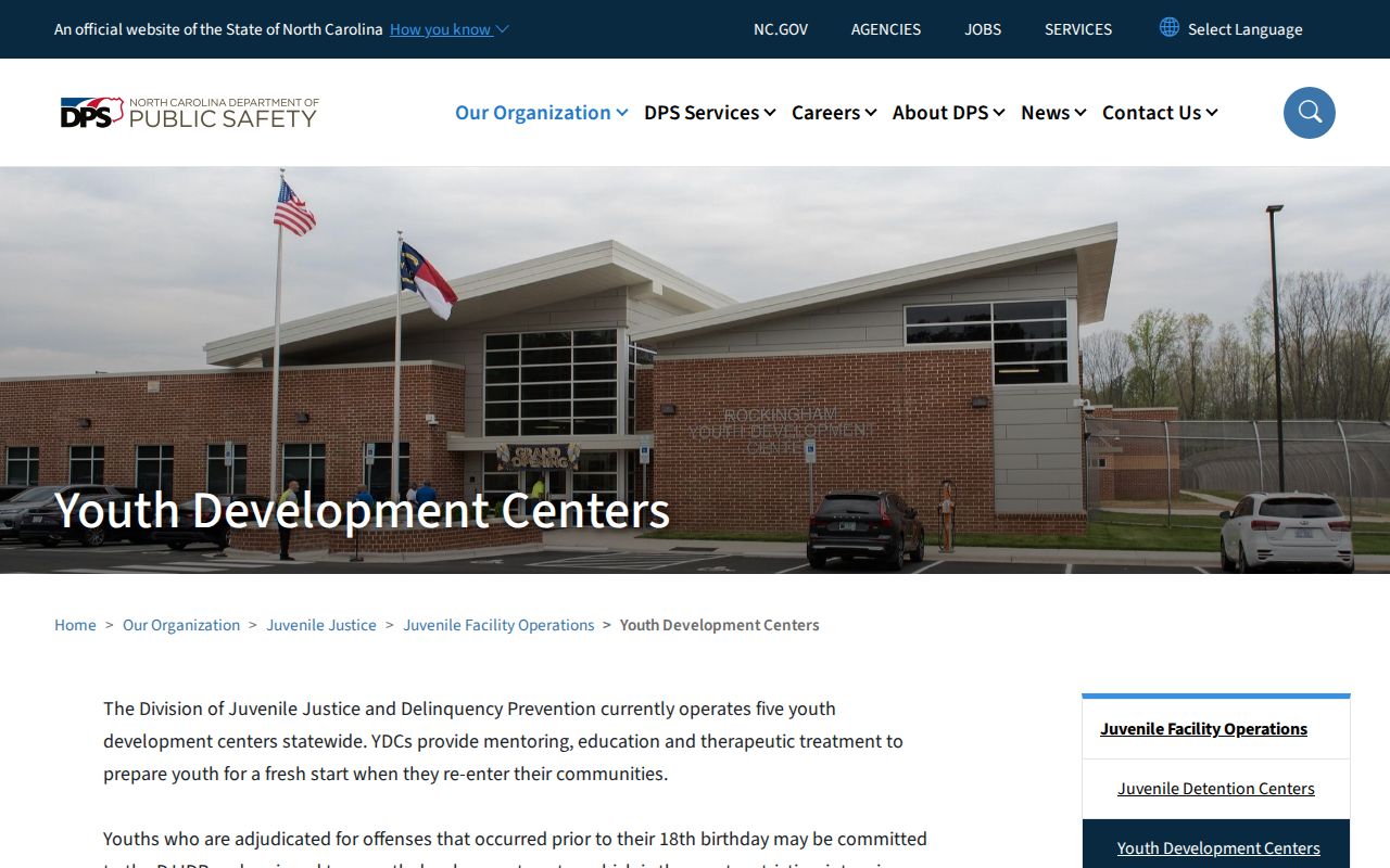 North Carolina directory for Cabarrus Youth Development Center discharge information