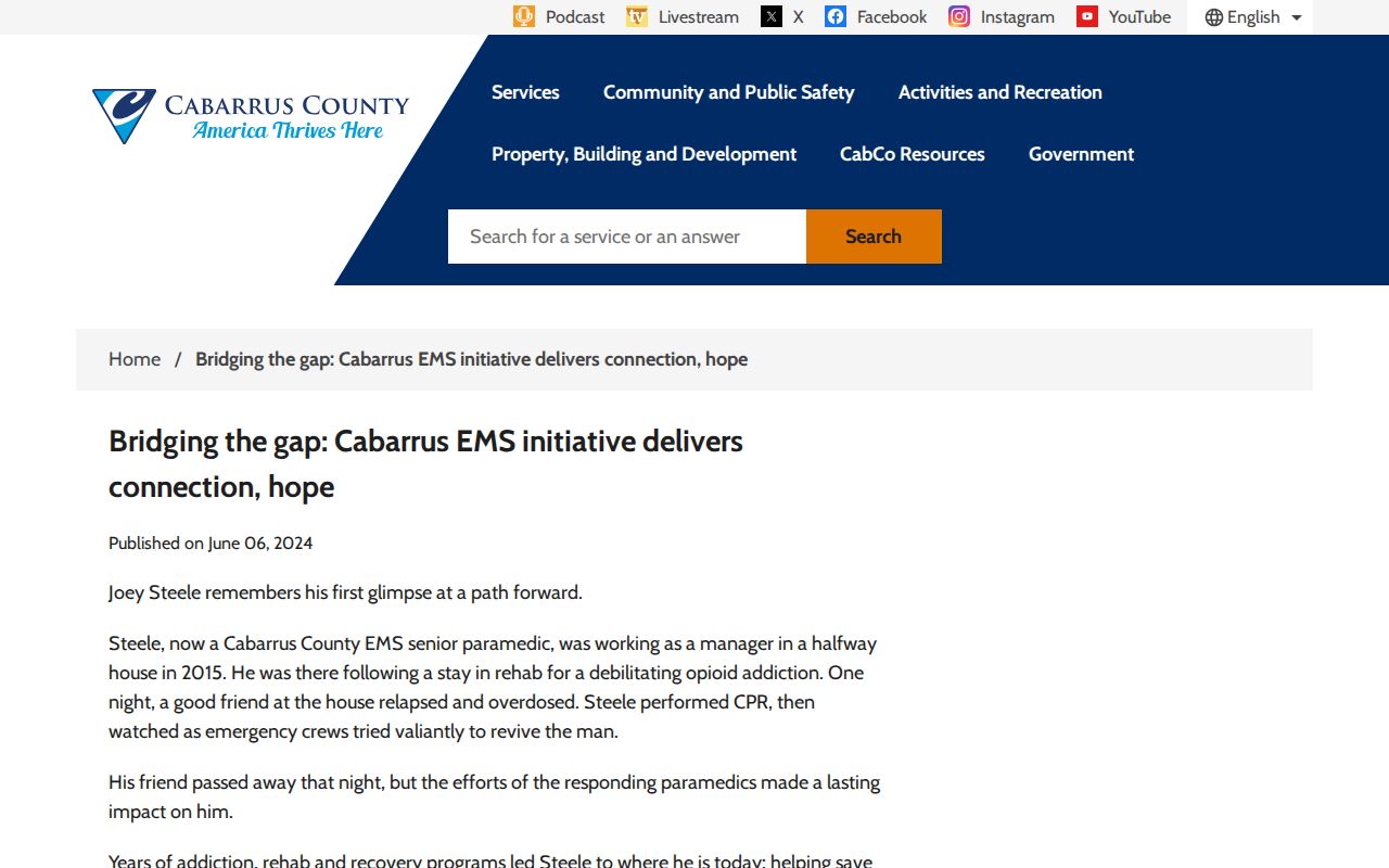 Cabarrus County release continuity and care connection information